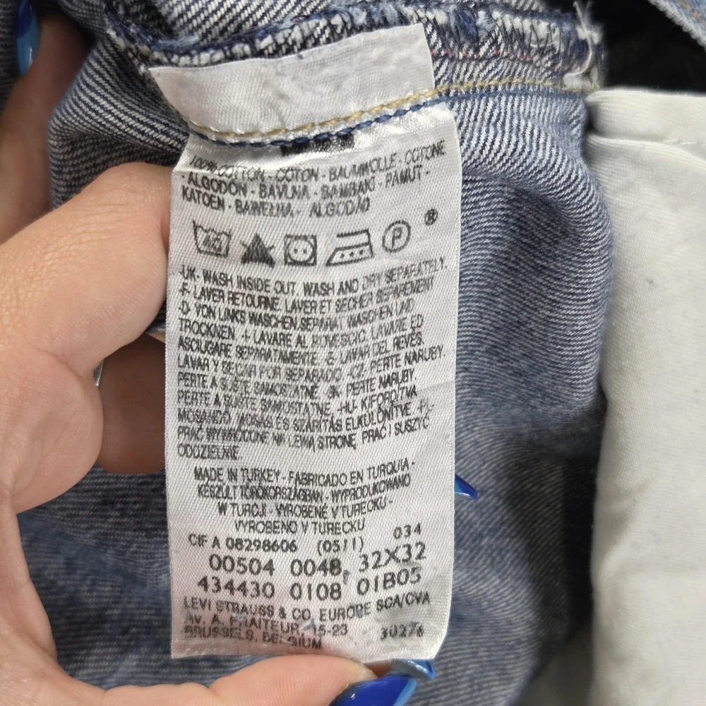 Vintage Levis 504 Jeans Mens 32x32 Blue Straight Engineered Whiskers Zip‎ Fly